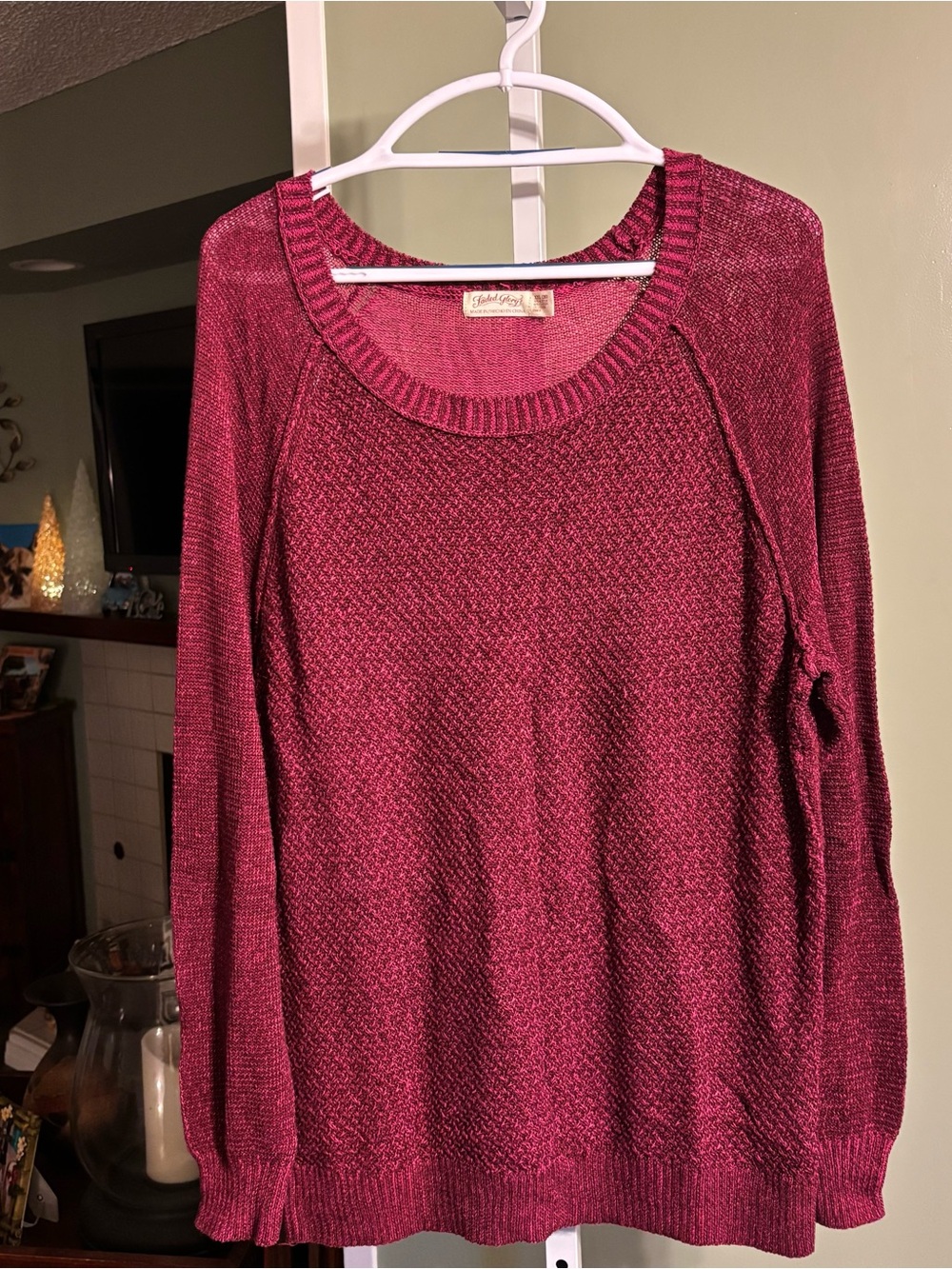 Label Red Wine Knit Long-Sleeve Sweater. Xxl. Faded glory